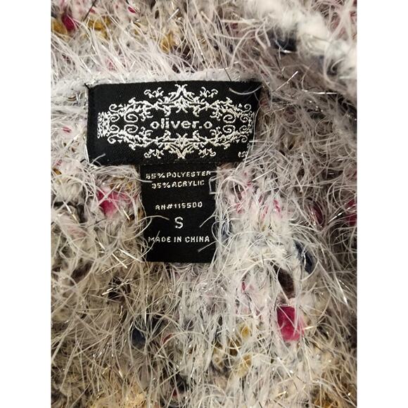 OLIVER.O Women's Soft Fuzzy Chunky Sweater w Silver Accents Retro Festive SMALL - Picture 4 of 7